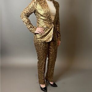L'AGENCE Gold Leopard Print Pantsuit